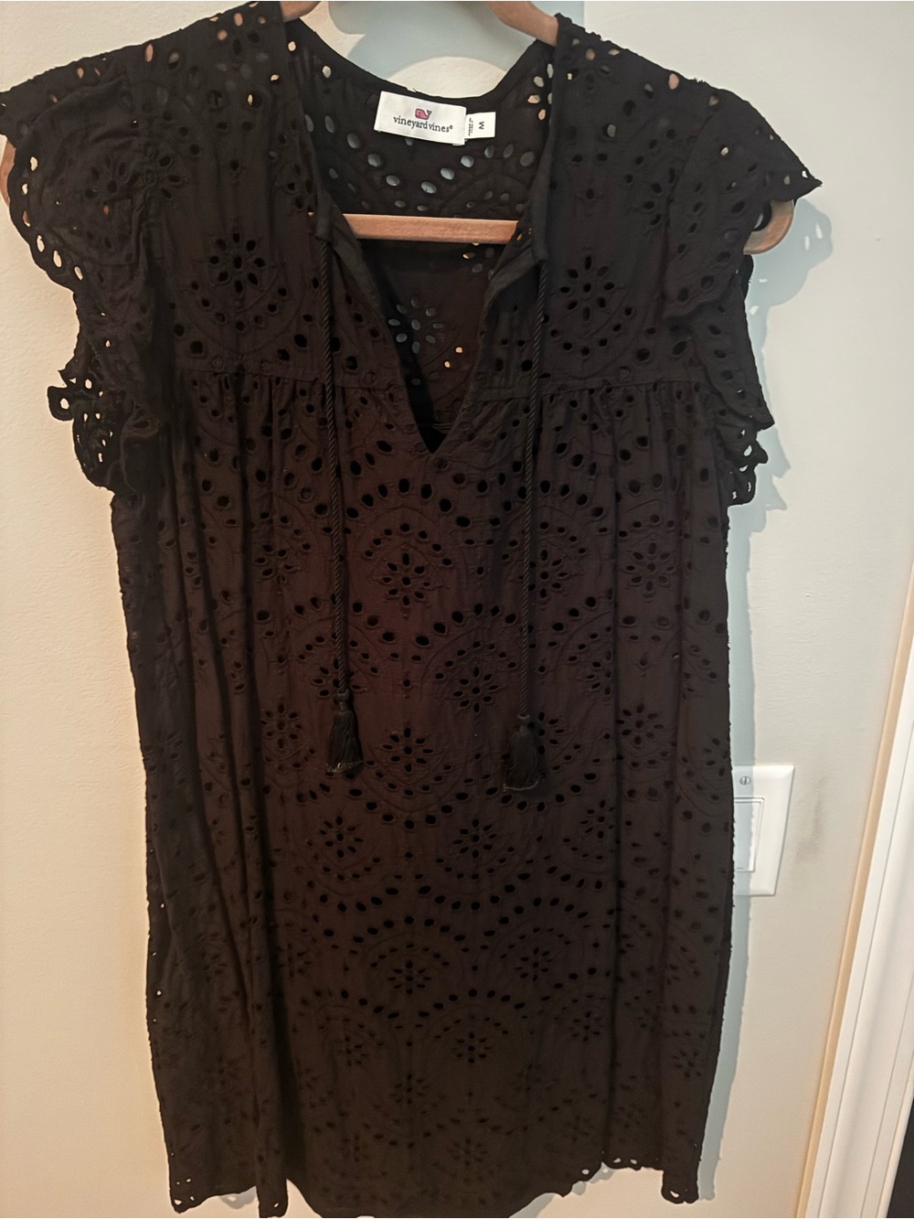 Vineyard Vines Black Eyelet Dress with Drawstring
